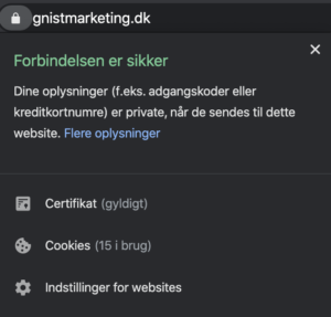 SSL hængelås i Chrome browseren